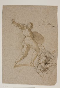 Leaping Warrior and a Flying Angel Seen from Behind by Jacopo Palma
