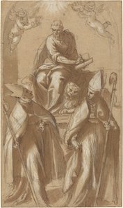 Saint Mark with Two Bishops and Putti by Jacopo Palma il Giovane