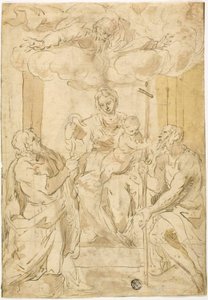 Virgin and Child with Saints Thomas and John the Baptist (recto); Sleeping Venus (verso) by Jacopo Palma il Giovane
