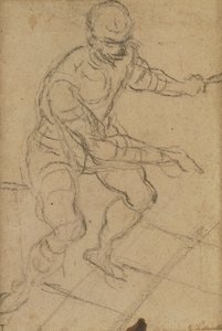Seated Man seen from Above (recto) by Jacopo Robusti Tintoretto