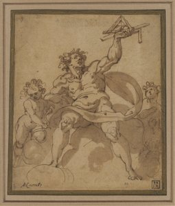 An Allegory of Architecture: A Male Figure with Two Putti by Jacopo Zucchi