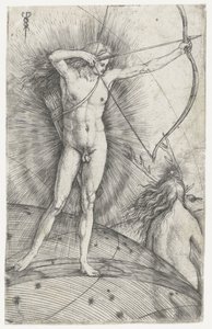 Apollo with Bow and Arrow on Celestial Globe and Diana with Deer