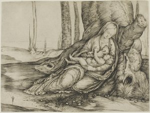 The Virgin and Child Reclining Against a Tree by Jacopo de