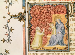 Jean de France, Duke of Berry Praying Before the Virgin and Child, from Les Petites Heures de Duc de Berry, c.1385-90