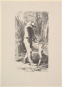 Woodcutter Making a Faggot, 1853 by Jacques Adrien Lavieille