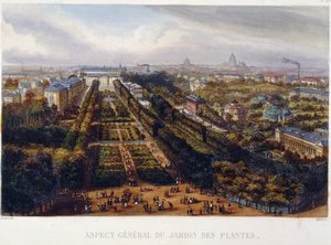 View of the Jardin des Plantes - lithography by Testard