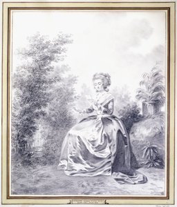 Portrait of Elisabeth Louise Vigee-Lebrun Reading a Letter Seated in the Garden by Jacques Antoine Marie Lemoine