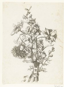 Bouquet with Anemones, a Hyacinth, and Larkspur (Diverses Fleurs mises en Boucquets) by Jacques Bailly (I)