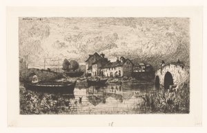 View of a Village by the Water with Bridges on Both Sides by Jacques Barthélemy Appian (Adolphe)