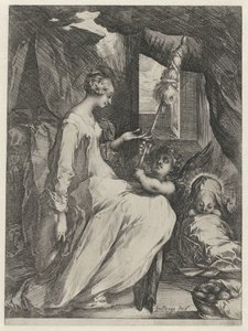 The Virgin Mary Spinning with the Christ Child and an Angel by Jacques Bellange