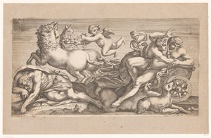 Cephalus Taken by Aurora in Her Chariot (Mythological Scenes after Frescoes in Palazzo Farnese in Rome) by Jacques Belly