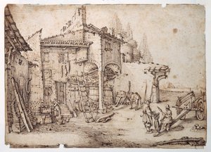 An Italian Farmyard by Jacques Callot