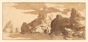 A View of Mountains Across a Lake by Jacques Callot