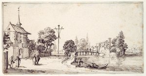 A Road Along the River Bank by Jacques Callot