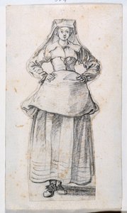 Bourgeoises in Different Attitudes, from Prints Album 21, number 304 by Jacques Callot
