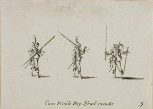 Drill with Tilted Pikes (plate five from The Military Exercises) by Jacques Callot