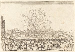 Fireworks on the Arno, Florence by Jacques Callot