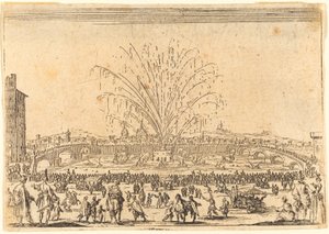 Fireworks on the Arno, Florence by Jacques Callot
