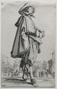 La Noblesse: Gentleman Standing in Profile with Clasped Hands by Jacques Callot