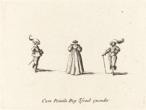 Lady Seen from Behind, and Two Gentlemen by Jacques Callot