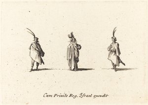 Lady in Long Cloak, and Two Gentlemen by Jacques Callot