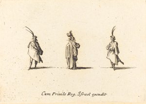 Lady in Long Cloak, and Two Gentlemen by Jacques Callot