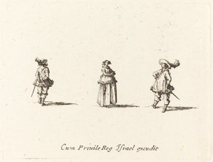 Lady with Arms Folded, and Two Gentlemen by Jacques Callot