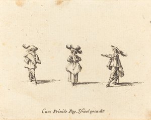 Lady with Large Plumes, and Two Gentlemen by Jacques Callot