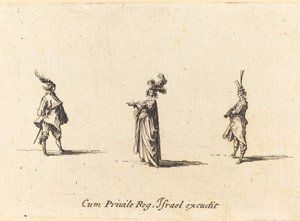 Lady with Plumed Hat, and Two Gentlemen by Jacques Callot