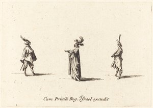 Lady with Plumed Hat, and Two Gentlemen by Jacques Callot