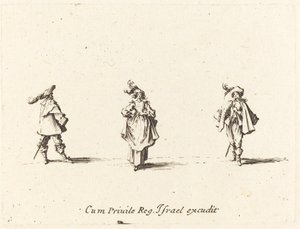 Lady with Plumes, and Two Gentlemen, Probably 1634 by Jacques Callot