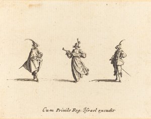 Lady with String Instrument, and Two Gentlemen by Jacques Callot