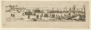Landing of troops at the siege of La Rochelle by Jacques Callot
