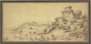 Landscape with Stag Hunt by Jacques Callot