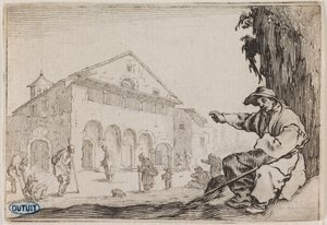 Les Caprices, The Hospice. Thirty-eighth number of the suite of 50 pieces engraved in Nancy (Lieure 465, Meaume 843) by Jacques Callot