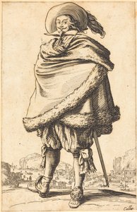 Noble Man Strapped in a Mantle Trimmed with Fur by Jacques Callot