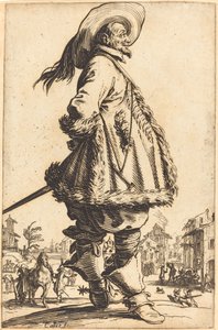 Noble Man with Mantle Trimmed in Fur, Holding his Hands Behind his Back by Jacques Callot