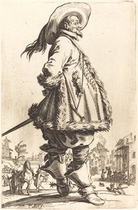 Noble Man with Mantle Trimmed in Fur, Holding his Hands Behind his Back by Jacques Callot