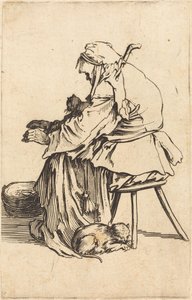 Old Woman with Cats by Jacques Callot