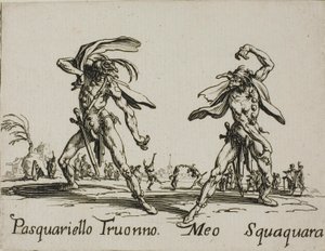 Meo Squaquara, plate 20 from Balli di Sfessania by Jacques Callot