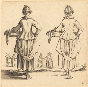 Peasant Woman with Basket, Seen from Behind by Jacques Callot