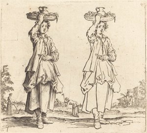 Peasant Woman with Basket on Head, Front View by Jacques Callot