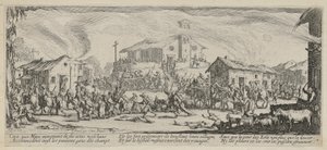 Pillage and Burning of a Village, Plate 7 from the Series "Horrors of War" by Jacques Callot
