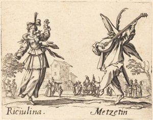 Riciulina and Metzetin by Jacques Callot