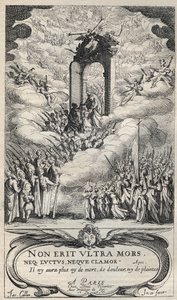 Saints and saints hurrying at the door of Paradise - composition and engraving by Jacques Callot (1592-1635) by Jacques Callot