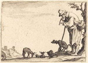 Shepherd Playing Flute by Jacques Callot