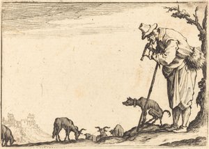 Shepherd Playing Flute by Jacques Callot