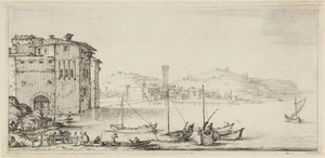 Ships Being Loaded, from the series Diverse Vedute Designate in Fiorenza (Diverse Landscapes Designed in Florence) by Jacques Callot