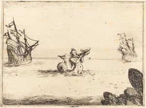 Siren between Two Ships by Jacques Callot