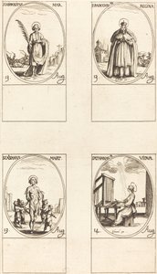St. Hippolytus, St. Radegund, Queen, St. Cassian, St. Athanasia by Jacques Callot